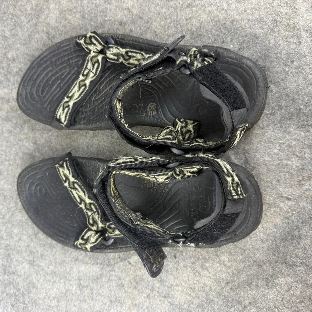 Teva Hurricane Sport Sandals Mens 8 Black Olive Green Geometric Strappy Hiking